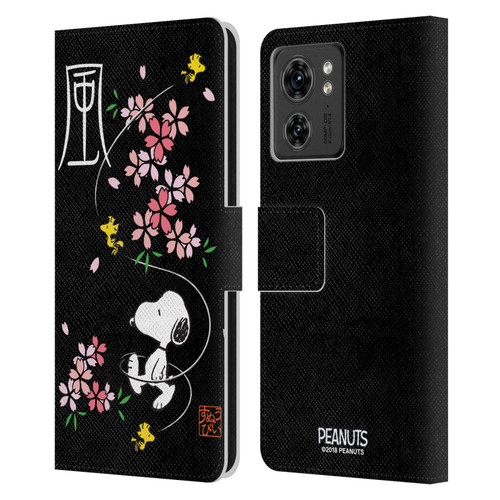 Peanuts Oriental Snoopy Cherry Blossoms Leather Book Wallet Case Cover For Motorola Moto Edge 40