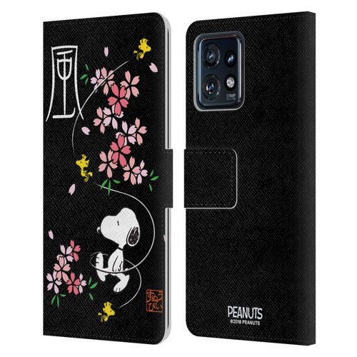 Peanuts Oriental Snoopy Cherry Blossoms Leather Book Wallet Case Cover For Motorola Moto Edge 40 Pro