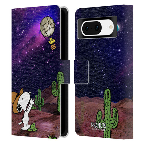 Peanuts Snoopy Space Cowboy Nebula Balloon Woodstock Leather Book Wallet Case Cover For Google Pixel 8