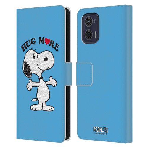 Peanuts Snoopy Hug More Leather Book Wallet Case Cover For Motorola Moto G73 5G