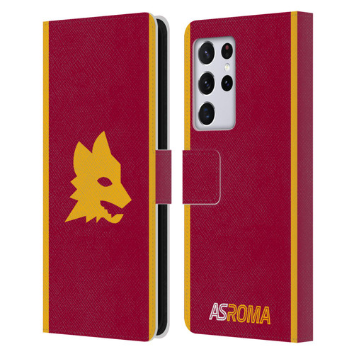 AS Roma 2023/24 Crest Kit Home Leather Book Wallet Case Cover For Samsung Galaxy S21 Ultra 5G