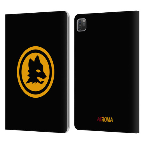 AS Roma Crest Graphics Black And Gold Leather Book Wallet Case Cover For Apple iPad Pro 11 2020 / 2021 / 2022