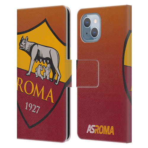 AS Roma Crest Graphics Gradient Leather Book Wallet Case Cover For Apple iPhone 14