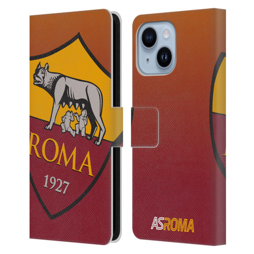 AS Roma Crest Graphics Gradient Leather Book Wallet Case Cover For Apple iPhone 14 Plus