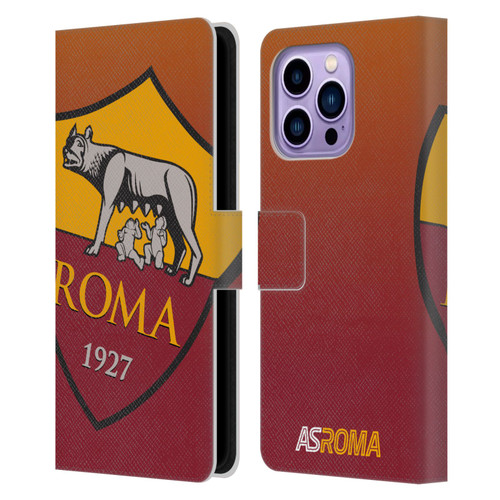 AS Roma Crest Graphics Gradient Leather Book Wallet Case Cover For Apple iPhone 14 Pro Max