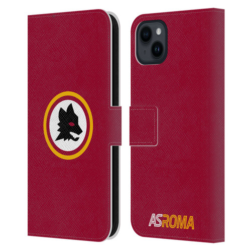 AS Roma Crest Graphics Wolf Circle Leather Book Wallet Case Cover For Apple iPhone 15 Plus