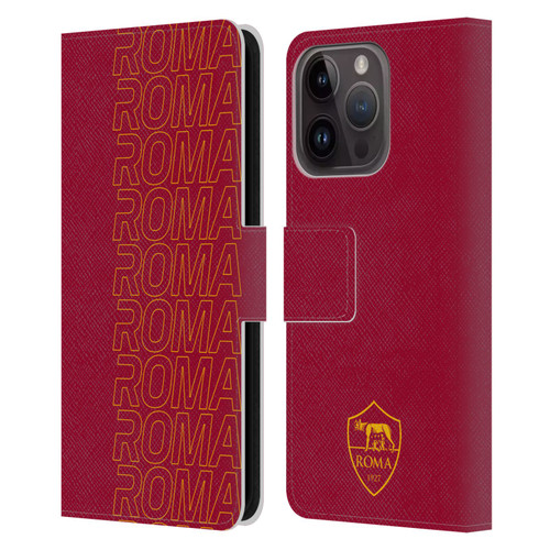 AS Roma Crest Graphics Echo Leather Book Wallet Case Cover For Apple iPhone 15 Pro