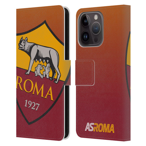 AS Roma Crest Graphics Gradient Leather Book Wallet Case Cover For Apple iPhone 15 Pro