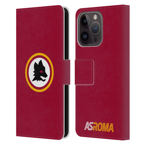 AS Roma Crest Graphics Wolf Circle Leather Book Wallet Case Cover For Apple iPhone 15 Pro