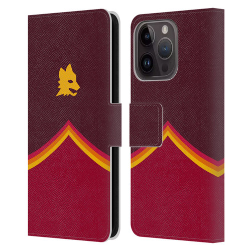 AS Roma Crest Graphics Wolf Leather Book Wallet Case Cover For Apple iPhone 15 Pro