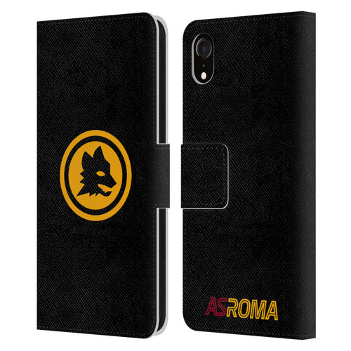AS Roma Crest Graphics Black And Gold Leather Book Wallet Case Cover For Apple iPhone XR