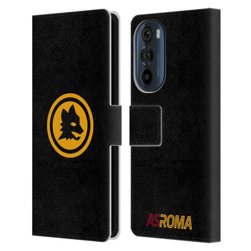 AS Roma Crest Graphics Black And Gold Leather Book Wallet Case Cover For Motorola Edge 30
