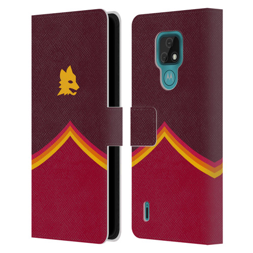 AS Roma Crest Graphics Wolf Leather Book Wallet Case Cover For Motorola Moto E7