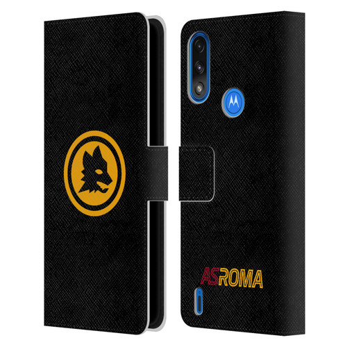 AS Roma Crest Graphics Black And Gold Leather Book Wallet Case Cover For Motorola Moto E7 Power / Moto E7i Power