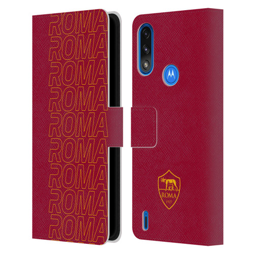 AS Roma Crest Graphics Echo Leather Book Wallet Case Cover For Motorola Moto E7 Power / Moto E7i Power