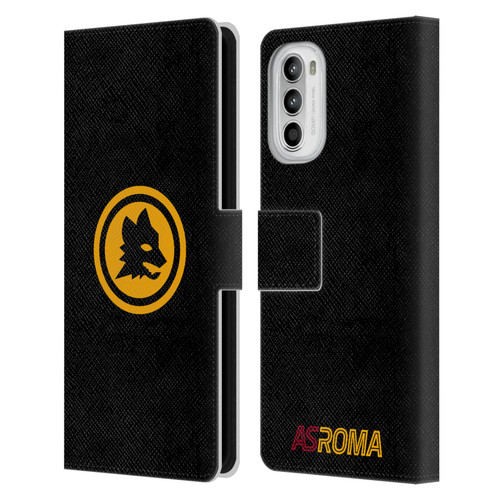 AS Roma Crest Graphics Black And Gold Leather Book Wallet Case Cover For Motorola Moto G52