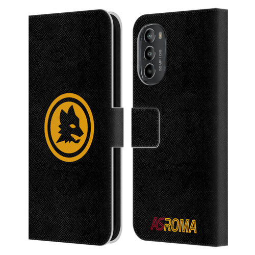 AS Roma Crest Graphics Black And Gold Leather Book Wallet Case Cover For Motorola Moto G82 5G