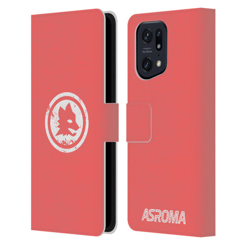 AS Roma Crest Graphics Pink Distressed Leather Book Wallet Case Cover For OPPO Find X5 Pro