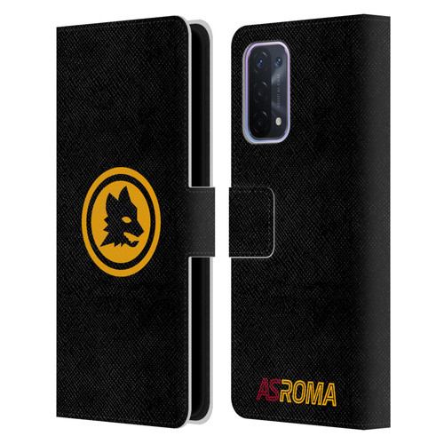 AS Roma Crest Graphics Black And Gold Leather Book Wallet Case Cover For OPPO A54 5G