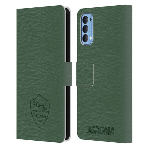 AS Roma Crest Graphics Full Colour Green Leather Book Wallet Case Cover For OPPO Reno 4 5G