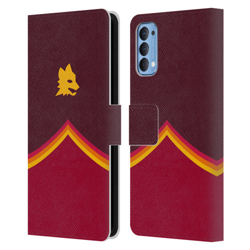 AS Roma Crest Graphics Wolf Leather Book Wallet Case Cover For OPPO Reno 4 5G