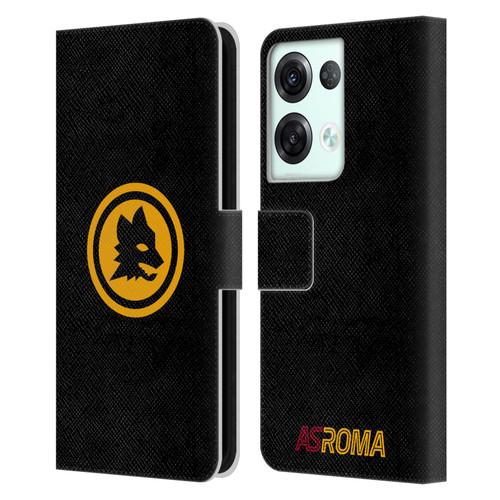 AS Roma Crest Graphics Black And Gold Leather Book Wallet Case Cover For OPPO Reno8 Pro