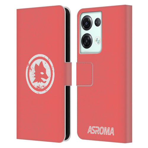 AS Roma Crest Graphics Pink Distressed Leather Book Wallet Case Cover For OPPO Reno8 Pro
