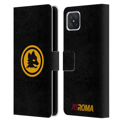AS Roma Crest Graphics Black And Gold Leather Book Wallet Case Cover For OPPO Reno4 Z 5G