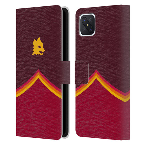 AS Roma Crest Graphics Wolf Leather Book Wallet Case Cover For OPPO Reno4 Z 5G