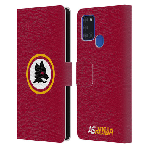 AS Roma Crest Graphics Wolf Circle Leather Book Wallet Case Cover For Samsung Galaxy A21s (2020)