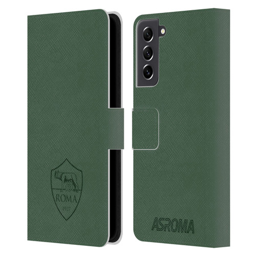 AS Roma Crest Graphics Full Colour Green Leather Book Wallet Case Cover For Samsung Galaxy S21 FE 5G