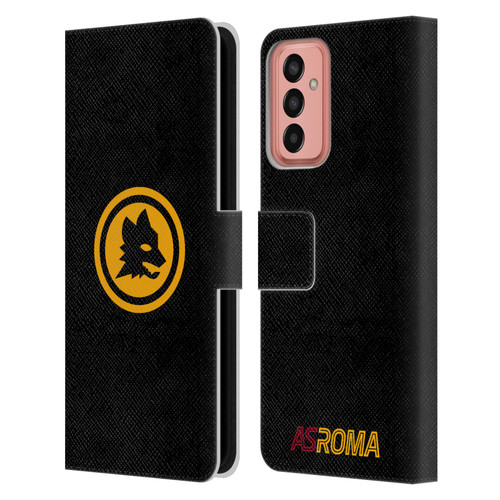 AS Roma Crest Graphics Black And Gold Leather Book Wallet Case Cover For Samsung Galaxy M13 (2022)