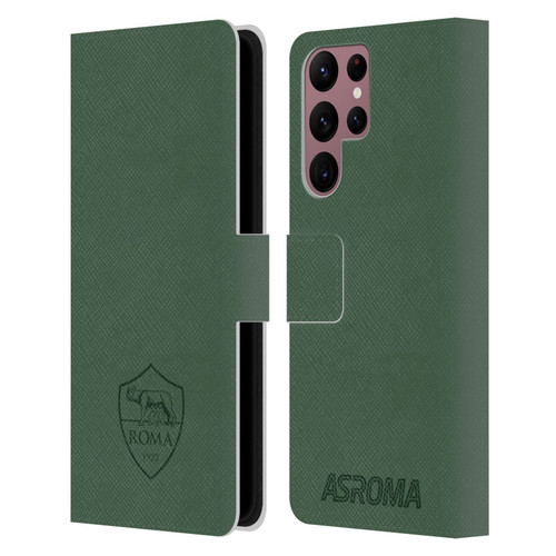 AS Roma Crest Graphics Full Colour Green Leather Book Wallet Case Cover For Samsung Galaxy S22 Ultra 5G