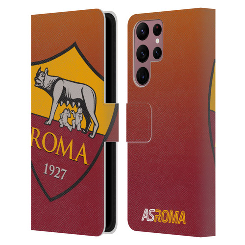 AS Roma Crest Graphics Gradient Leather Book Wallet Case Cover For Samsung Galaxy S22 Ultra 5G