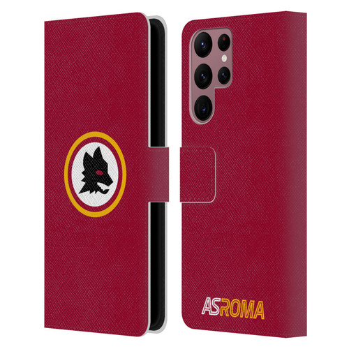 AS Roma Crest Graphics Wolf Circle Leather Book Wallet Case Cover For Samsung Galaxy S22 Ultra 5G