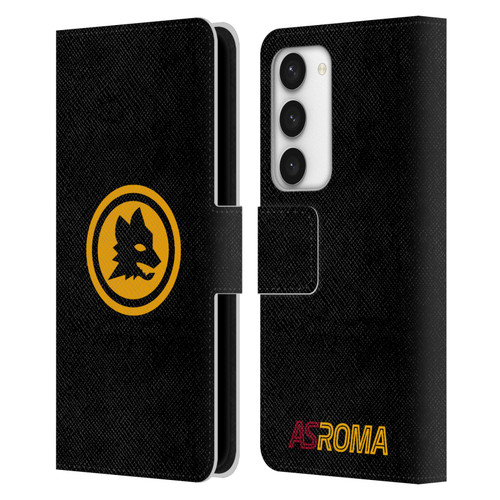 AS Roma Crest Graphics Black And Gold Leather Book Wallet Case Cover For Samsung Galaxy S23 5G