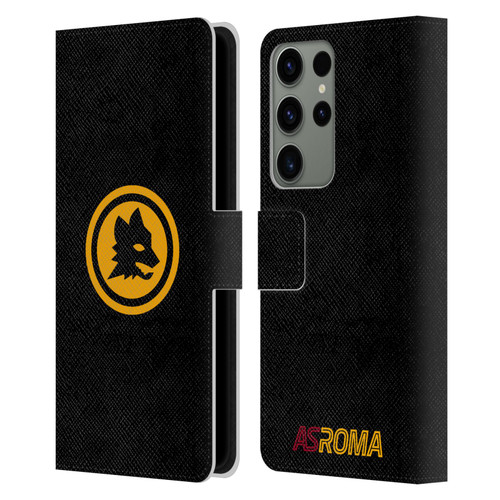 AS Roma Crest Graphics Black And Gold Leather Book Wallet Case Cover For Samsung Galaxy S23 Ultra 5G