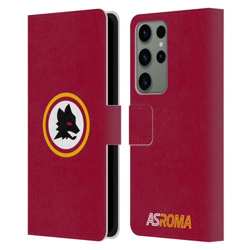 AS Roma Crest Graphics Wolf Circle Leather Book Wallet Case Cover For Samsung Galaxy S23 Ultra 5G