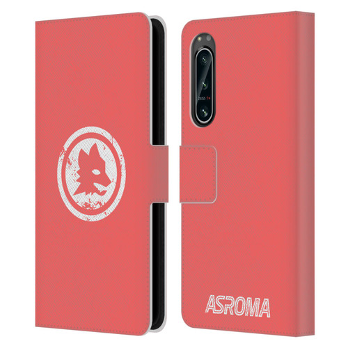 AS Roma Crest Graphics Pink Distressed Leather Book Wallet Case Cover For Sony Xperia 5 IV