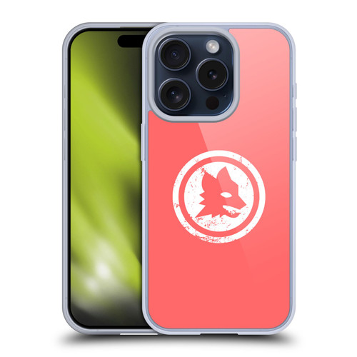 AS Roma Crest Graphics Pink Distressed Soft Gel Case for Apple iPhone 15 Pro