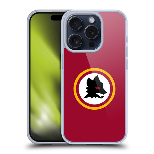 AS Roma Crest Graphics Wolf Circle Soft Gel Case for Apple iPhone 15 Pro