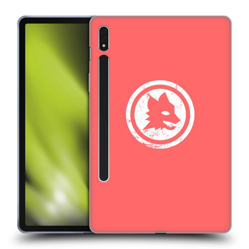 AS Roma Crest Graphics Pink Distressed Soft Gel Case for Samsung Galaxy Tab S8
