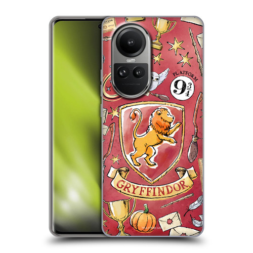 Harry Potter Deathly Hallows XIII Gryffindor Pattern Soft Gel Case for OPPO Reno10 5G / Reno10 Pro 5G