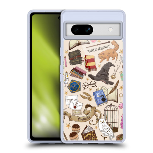 Harry Potter Deathly Hallows XXXVII Hogwarts Pattern Soft Gel Case for Google Pixel 7a