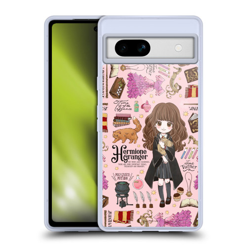 Harry Potter Deathly Hallows XXXVII Hermione Pattern Soft Gel Case for Google Pixel 7a