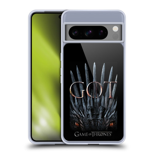 HBO Game of Thrones Season 8 Key Art Dragon Throne Soft Gel Case for Google Pixel 8 Pro