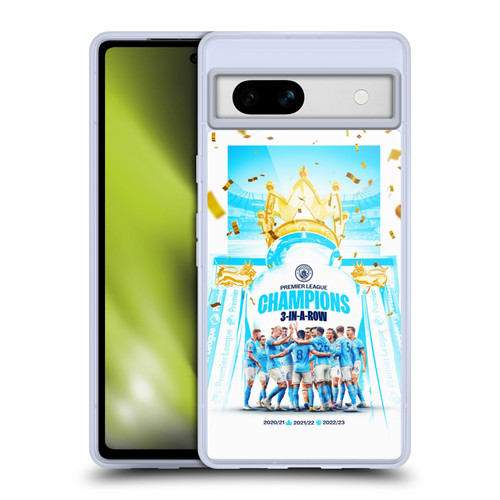 Manchester City Man City FC 2023 Champions Team Poster Soft Gel Case for Google Pixel 7a