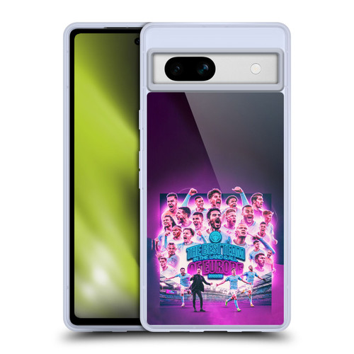 Manchester City Man City FC 2023 Champions of Europe Team Graphics Soft Gel Case for Google Pixel 7a