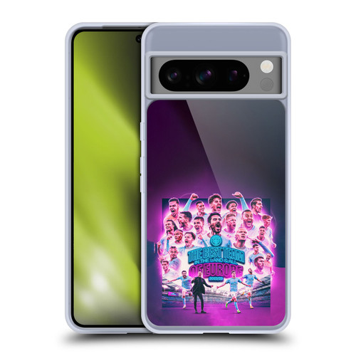 Manchester City Man City FC 2023 Champions of Europe Team Graphics Soft Gel Case for Google Pixel 8 Pro