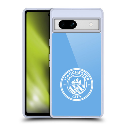 Manchester City Man City FC Badge Blue White Mono Soft Gel Case for Google Pixel 7a